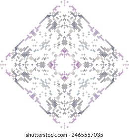 Geometrisches Mandala von Quadraten in einem flachen Stil Ornament in Form von Pixeln. Stickerei punktiert Schemata. Textile Geodrucke.