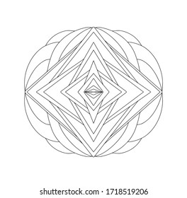 geometric mandala. Star shape. Decorative elements. Vector illustration isolated on a white background. Hand drawing. Coloring book for children and adults. Art therapy.