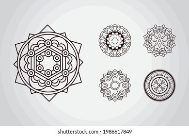 geometric mandalas set on background