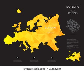 Geometric map design - Polygonal style - Europe