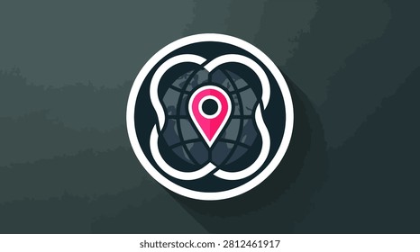 Geometric map navigation icon representing worldwide positioning, international travel services, and global communication networks for modern applications.