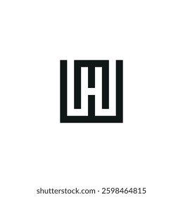 Geometric mark of M W letter design. MW logo letter. Square typography. Sign and symbol style for identity and initial business. Illustration vector graphic for architecture or art. Branding.