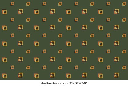 Geometric masculine abstract seamless pattern. Simple triple square in dark,orange and yellow on green background. For male shirt fabric wrapping cloth silk scarf bandana swimwear pants skirts.