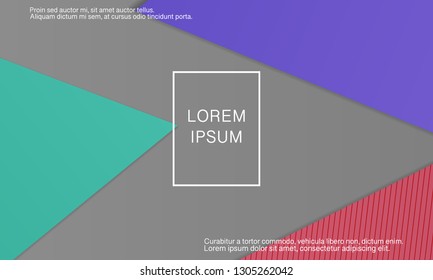 Geometric material design background. Minimal abstract cover design. Creative colorful wallpaper. Trendy gradient poster. Vector illustration.