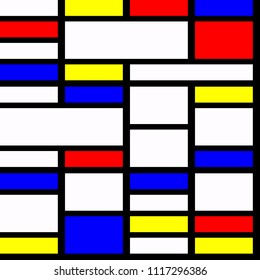Geometric material design in primary colours, with three dimensional layered effect. Mondrian style. colorful rectangles