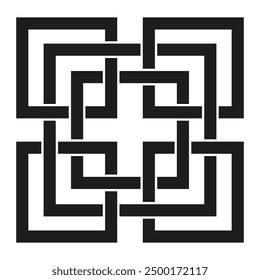 Geometric maze pattern. Black rectangular lines. Abstract labyrinth design. Vector illustration.