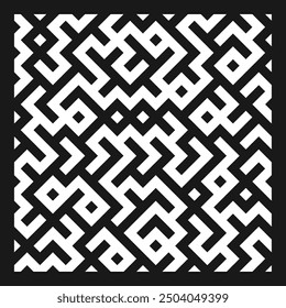 Geometric Maze Pattern, Black and White Maze Pattern