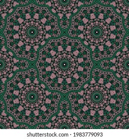 Geometric medallion vector seamless pattern. Oriental motifs fabric print. Turkish traditional seamless ornament. Cute medallion tile print graphic design. Shawl pattern ethnic ornament.