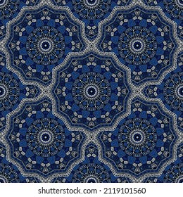 Geometric medallion vector seamless pattern. Oriental motifs textile print. Turkish traditional seamless ornament. Decorative medallion tile print graphic design. Shawl pattern ethnic ornament.