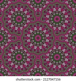 Geometric medallion vector seamless pattern. Ethnic motifs tile print. Middle east traditional seamless ornament. Vintage medallion wallpaper graphic design. Carpet pattern ethnic template.