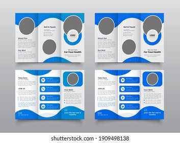 Geometric Medical, Healthcare Trifold Medical Brochure Flyer Layout Template.