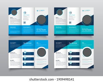 Geometric Medical, Healthcare Trifold Medical Brochure Flyer Layout Template.