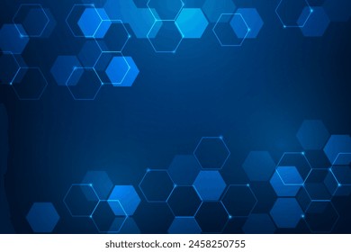 geometric medical hexagon on blue background. shape medicine and science hospital concept. vector illustration fantastic design.