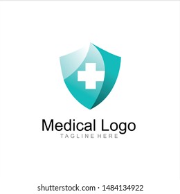 geometric medical & pharmaceutical logo design vector, combined aqua blue and little bit white color in white background. change able color and work well in both dark and light background