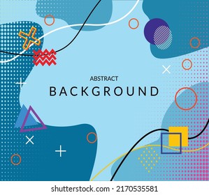 geometric memphis abstract blue colour background