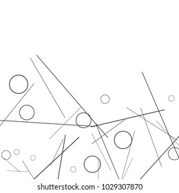 Geometric Memphis Background. Black and White Simple Pattern for Postcard, Print, Banner or Poster. Modern Abstract Background with Rings and Lines. Vector Texture in Trendy Minimalistic Style