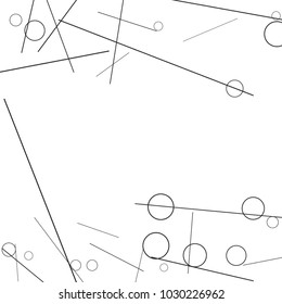 Geometric Memphis Background. Black and White Simple Pattern for Postcard, Print, Banner or Poster. Modern Abstract Background with Rings and Lines. Vector Texture in Trendy Minimalistic Style