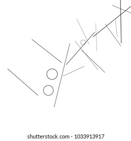 Geometric Memphis Background. Black and White Simple Pattern for Postcard, Print, Banner or Poster. Modern Abstract Background with Rings and Lines. Vector Texture in Trendy Minimalistic Style