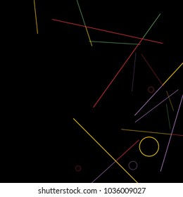 Geometric Memphis Background. Black and White Simple Pattern for Postcard, Print, Banner or Poster. Modern Abstract Background with Rings and Lines. Vector Texture in Trendy Minimalistic Style
