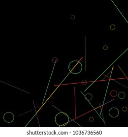 Geometric Memphis Background. Black and White Simple Pattern for Postcard, Print, Banner or Poster. Modern Abstract Background with Rings and Lines. Vector Texture in Trendy Minimalistic Style

