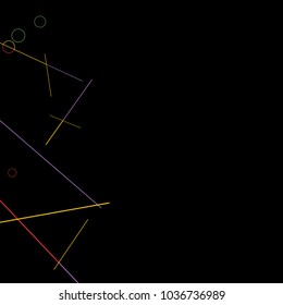 Geometric Memphis Background. Black and White Simple Pattern for Postcard, Print, Banner or Poster. Modern Abstract Background with Rings and Lines. Vector Texture in Trendy Minimalistic Style
