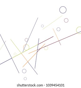 Geometric Memphis Background. Black and White Simple Pattern for Postcard, Print, Banner or Poster. Modern Abstract Background with Rings and Lines. Vector Texture in Trendy Minimalistic Style
