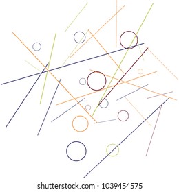 Geometric Memphis Background. Black and White Simple Pattern for Postcard, Print, Banner or Poster. Modern Abstract Background with Rings and Lines. Vector Texture in Trendy Minimalistic Style
