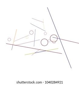 Geometric Memphis Background. Black and White Simple Pattern for Postcard, Print, Banner or Poster. Modern Abstract Background with Rings and Lines. Vector Texture in Trendy Minimalistic Style
