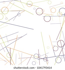 Geometric Memphis Background. Black and White Simple Pattern for Postcard, Print, Banner or Poster. Modern Abstract Background with Rings and Lines. Vector Texture in Trendy Minimalistic Style
