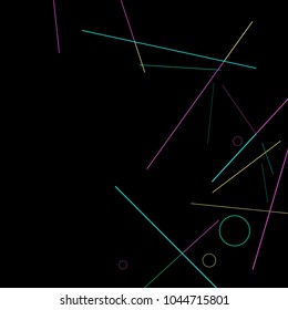 Geometric Memphis Background. Black and White Simple Pattern for Postcard, Print, Banner or Poster. Modern Abstract Background with Rings and Lines. Vector Texture in Trendy Minimalistic Style
