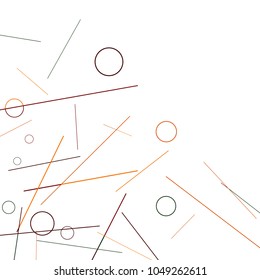 Geometric Memphis Background. Black and White Simple Pattern for Postcard, Print, Banner or Poster. Modern Abstract Background with Rings and Lines. Vector Texture in Trendy Minimalistic Style