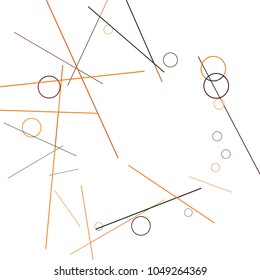 Geometric Memphis Background. Black and White Simple Pattern for Postcard, Print, Banner or Poster. Modern Abstract Background with Rings and Lines. Vector Texture in Trendy Minimalistic Style