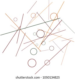 Geometric Memphis Background. Black and White Simple Pattern for Postcard, Print, Banner or Poster. Modern Abstract Background with Rings and Lines. Vector Texture in Trendy Minimalistic Style