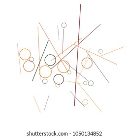 Geometric Memphis Background. Black and White Simple Pattern for Postcard, Print, Banner or Poster. Modern Abstract Background with Rings and Lines. Vector Texture in Trendy Minimalistic Style