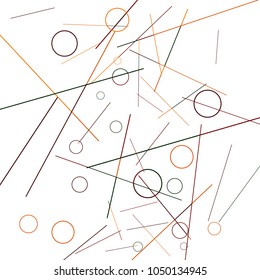 Geometric Memphis Background. Black and White Simple Pattern for Postcard, Print, Banner or Poster. Modern Abstract Background with Rings and Lines. Vector Texture in Trendy Minimalistic Style