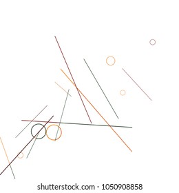 Geometric Memphis Background. Black and White Simple Pattern for Postcard, Print, Banner or Poster. Modern Abstract Background with Rings and Lines. Vector Texture in Trendy Minimalistic Style