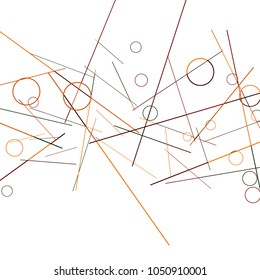 Geometric Memphis Background. Black and White Simple Pattern for Postcard, Print, Banner or Poster. Modern Abstract Background with Rings and Lines. Vector Texture in Trendy Minimalistic Style