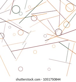 Geometric Memphis Background. Black and White Simple Pattern for Postcard, Print, Banner or Poster. Modern Abstract Background with Rings and Lines. Vector Texture in Trendy Minimalistic Style