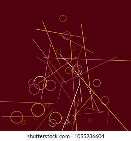 Geometric Memphis Background. Black and White Simple Pattern for Postcard, Print, Banner or Poster. Modern Abstract Background with Rings and Lines. Vector Texture in Trendy Minimalistic Style
