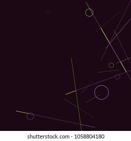 Geometric Memphis Background. Black and White Simple Pattern for Postcard, Print, Banner or Poster. Modern Abstract Background with Rings and Lines. Vector Texture in Trendy Minimalistic Style