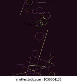 Geometric Memphis Background. Black and White Simple Pattern for Postcard, Print, Banner or Poster. Modern Abstract Background with Rings and Lines. Vector Texture in Trendy Minimalistic Style
