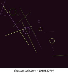 Geometric Memphis Background. Black and White Simple Pattern for Postcard, Print, Banner or Poster. Modern Abstract Background with Rings and Lines. Vector Texture in Trendy Minimalistic Style
