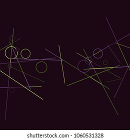 Geometric Memphis Background. Black and White Simple Pattern for Postcard, Print, Banner or Poster. Modern Abstract Background with Rings and Lines. Vector Texture in Trendy Minimalistic Style

