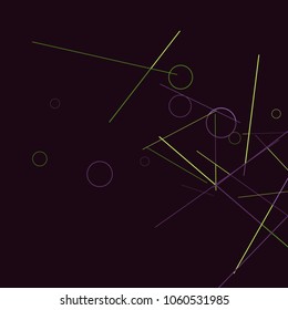 Geometric Memphis Background. Black and White Simple Pattern for Postcard, Print, Banner or Poster. Modern Abstract Background with Rings and Lines. Vector Texture in Trendy Minimalistic Style
