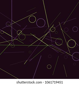 Geometric Memphis Background. Black and White Simple Pattern for Postcard, Print, Banner or Poster. Modern Abstract Background with Rings and Lines. Vector Texture in Trendy Minimalistic Style
