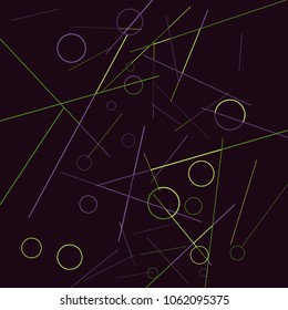 Geometric Memphis Background. Black and White Simple Pattern for Postcard, Print, Banner or Poster. Modern Abstract Background with Rings and Lines. Vector Texture in Trendy Minimalistic Style

