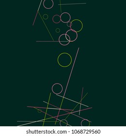 Geometric Memphis Background. Black and White Simple Pattern for Postcard, Print, Banner or Poster. Modern Abstract Background with Rings and Lines. Vector Texture in Trendy Minimalistic Style
