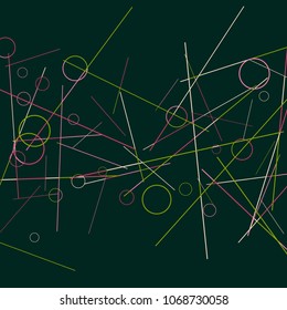 Geometric Memphis Background. Black and White Simple Pattern for Postcard, Print, Banner or Poster. Modern Abstract Background with Rings and Lines. Vector Texture in Trendy Minimalistic Style
