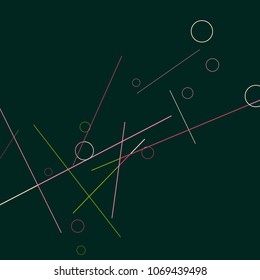 Geometric Memphis Background. Black and White Simple Pattern for Postcard, Print, Banner or Poster. Modern Abstract Background with Rings and Lines. Vector Texture in Trendy Minimalistic Style

