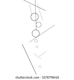 Geometric Memphis Background. Black and White Simple Pattern for Postcard, Print, Banner or Poster. Modern Abstract Background with Rings and Lines. Vector Texture in Trendy Minimalistic Style
